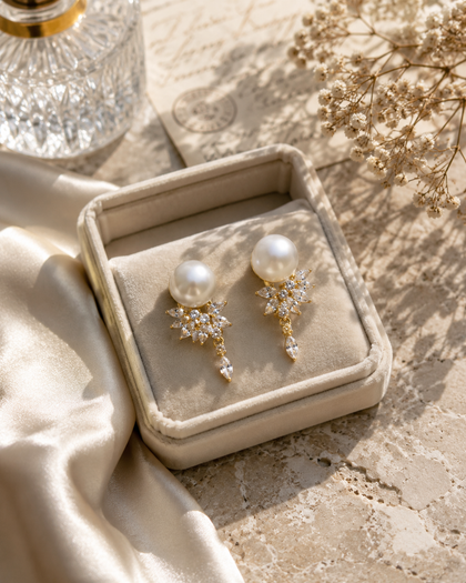 Earrings - Flower, 18k Gold-Plated Sterling Silver