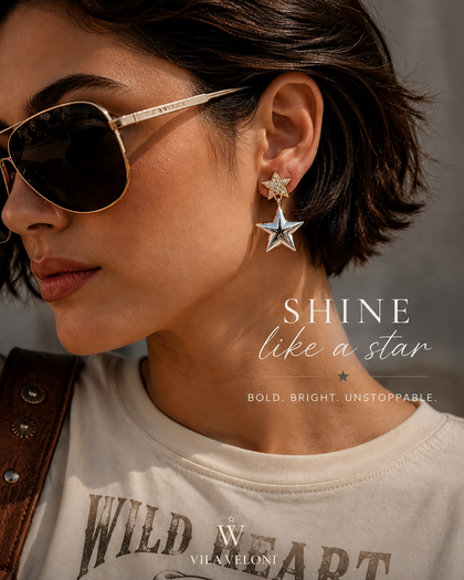 Double Star Drop Earrings - Shine Like a Star