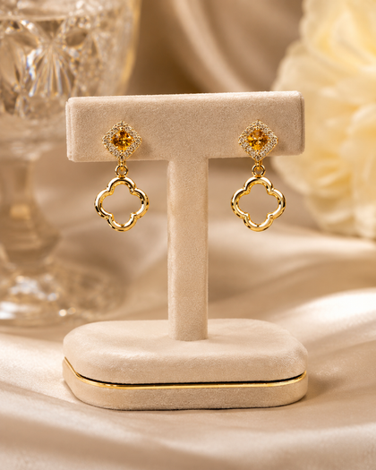 Amélie Clover Drop Earrings - 925 Sterling Silver with 18K Gold Plating