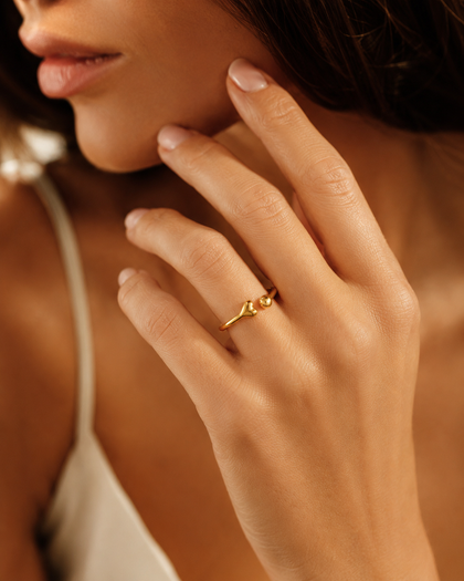 Open Heart Adjustable Ring in 925 Sterling Silver with 18K Gold Plating