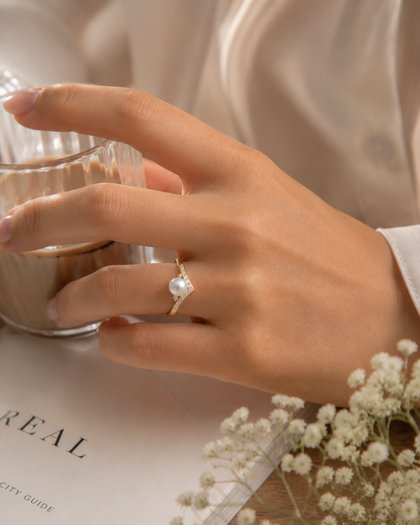 Pearl Glow Ring in 925 Sterling Silver with 18K Gold Plating