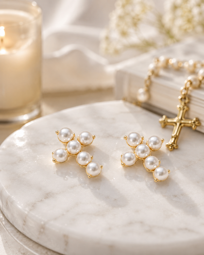 Virelle Cross Earrings - 18K Gold-Plated Brass