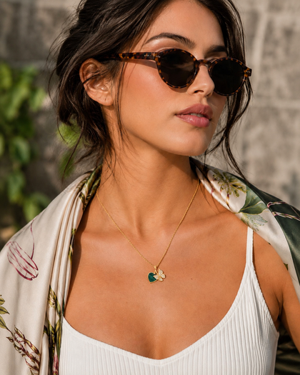 Verdessa Heart & Butterfly Necklace - 925 Sterling Silver with 18K Gold Plating