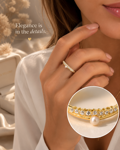 Pearl Crown Ring in 925 Silver with 18K Gold Plating
