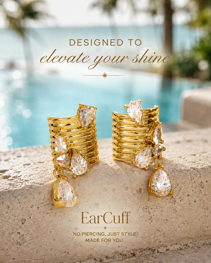 Golden Cascade Ear Cuff Pair in Brass with 18K Gold Plating