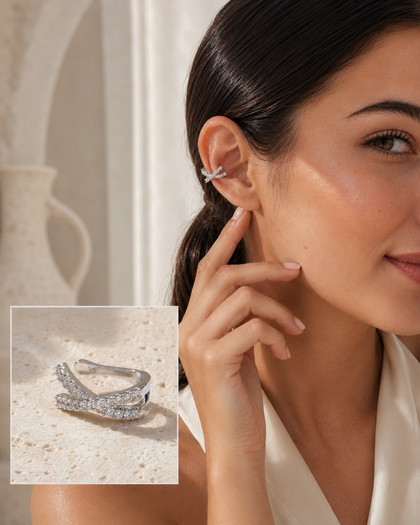 Lunara Cross Ear Cuff - Brass