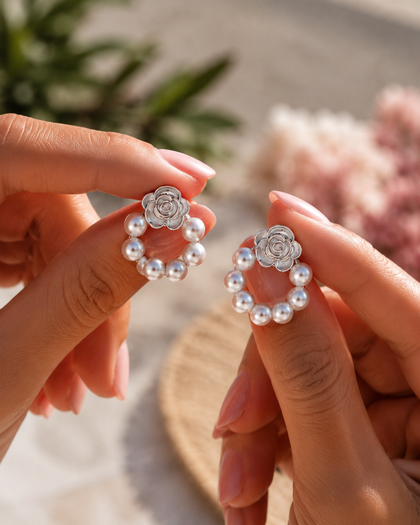 Bloom Pearl Earrings - 925 Sterling Silver