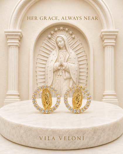 Blessed Guadalupe Earrings - 18K Gold Plated