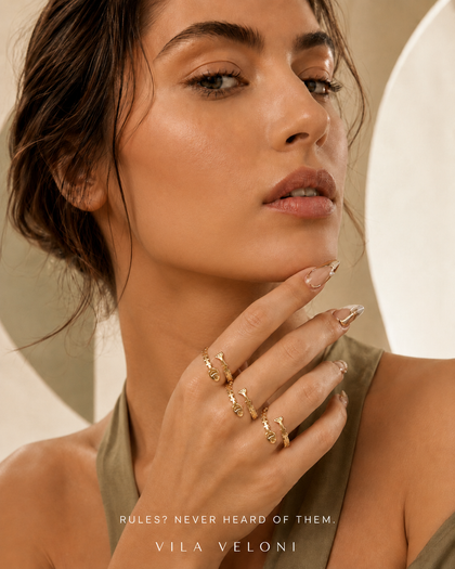 18k Gold-Plated Herringbone Ring