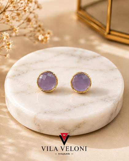 Light Purple Semiprecious Stone Earrings