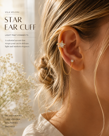 Golden Celestial Star Earcuff