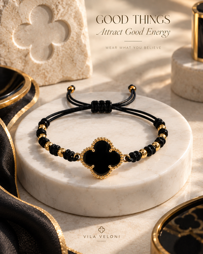 Black Bracelet with Shamrock Knots