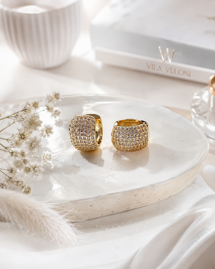 Cubic Zirconia Earrings-18k gold plating