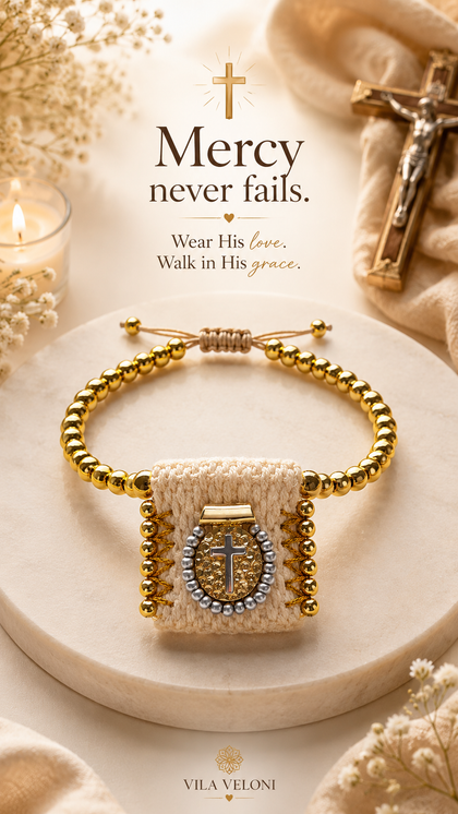 Mercy Cross Bracelet - Cross Charm, Gold-Plated, Adjustable