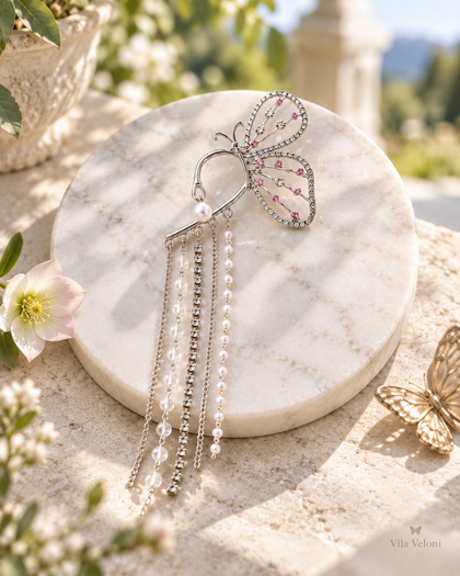 Silver Butterfly Cascade Earcuff