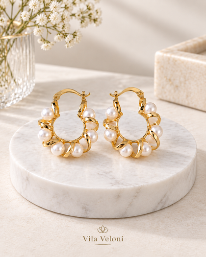 Earrings - Pearl, 18k Gold Plated