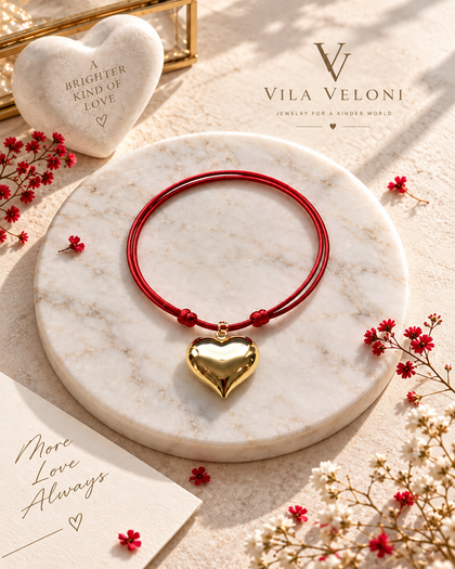 Thread Bracelet - Red, Adjustable, 18K Gold Plated