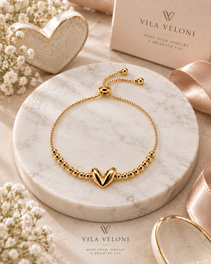 Heartbeat of Love Bracelet - gold-tone heart, adjustable