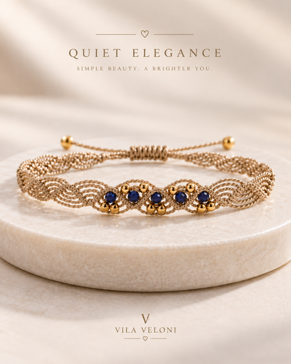 Interwoven Bracelet with Blue Crystals