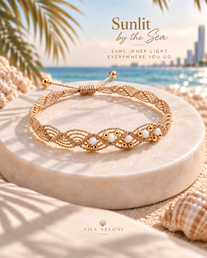 Interwoven Bracelet with White Crystals