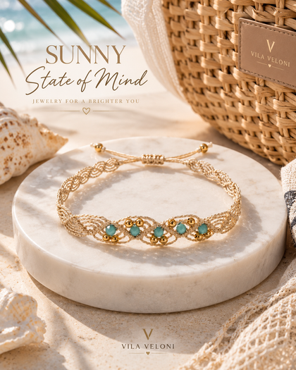 Interwoven Bracelet with Turquoise Crystals
