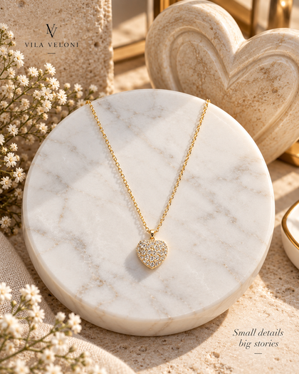 Radiant Heart Necklace in 925 silver and 18k gold plating
