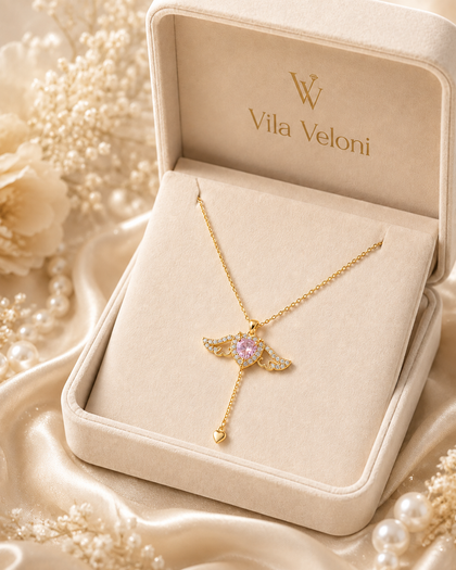 Angel Heart Necklace - 925 Sterling Silver with 18K Gold Plating