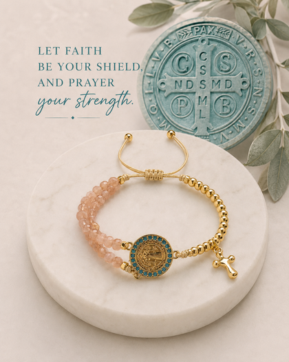 Bracelet - Saint Benedict Medal & Cross, Adjustable