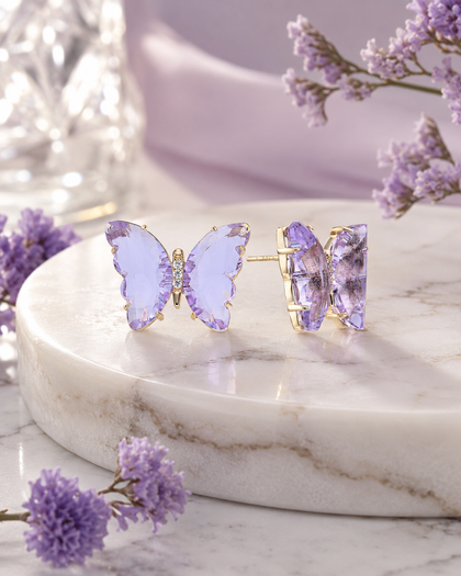 Lavande Butterfly Stud Earrings - Sterling Silver 925