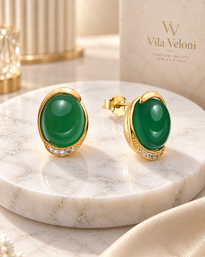 Imperial Green Earrings - 925 Sterling Silver