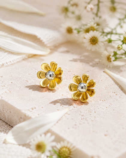 Golden Petals Flower Earrings