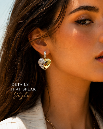 Two-Tone Interlocking Heart Earrings
