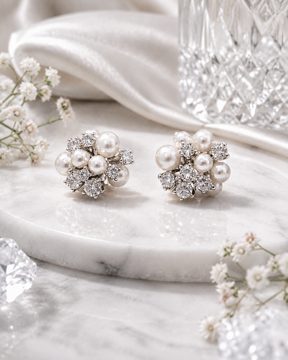 Eclat Pearl Bloom Earrings - 925 Sterling Silver