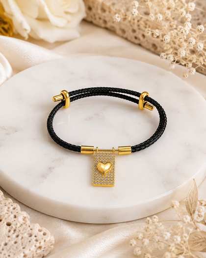 Eterna Heart Bracelet - Braided Cord with 18K Gold Plating