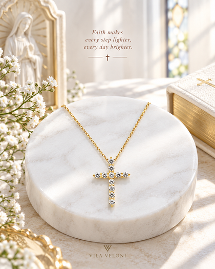 Necklace - Cross, 18k Gold-Plated Sterling Silver