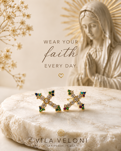 Multicolor Cross of Light Earrings