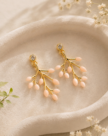 Fleur de Rosée - 925 Sterling Silver Earrings with 18K Gold Plating