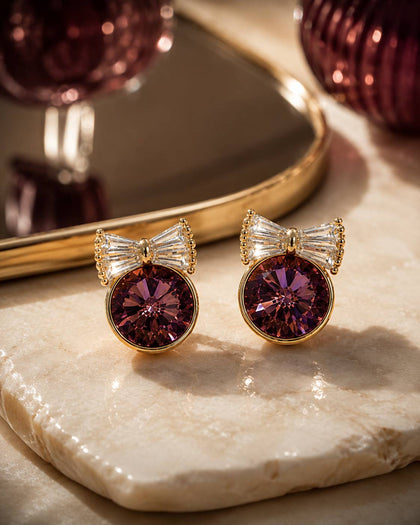 Violette Bow Earrings - Brass with 18K Gold Plating