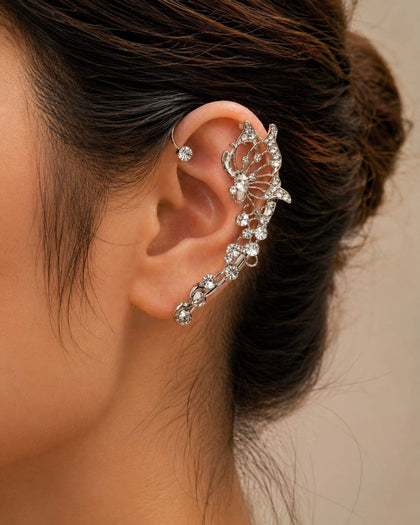 Butterfly Earcuff with Cubic Zirconia in Brass